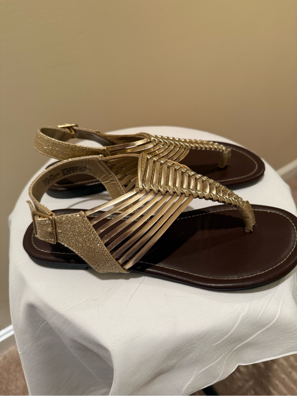 Hot Cakes Women's Gold Strappy Gladiator Sandals